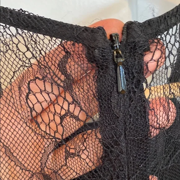 Aidan Mattox Floral Embroidered Lace Green and Black Mini Dress Paisley Formal - Picture 5 of 12